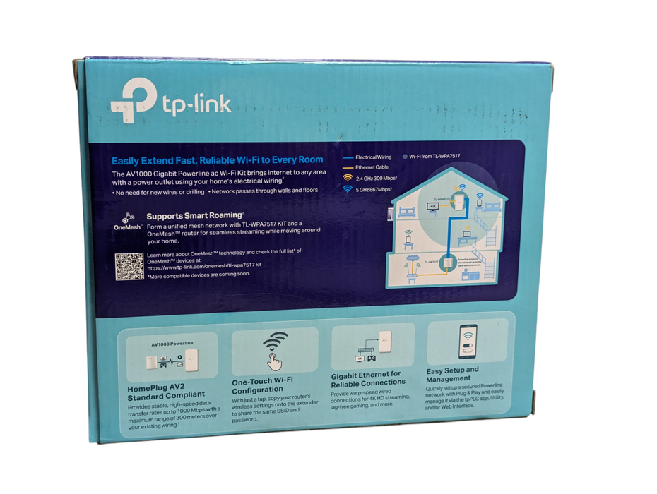 TP-Link AV1000 Powerline Wi-Fi Externer with Wi-Fi AC1200 TL-WPA7517 Kit  -