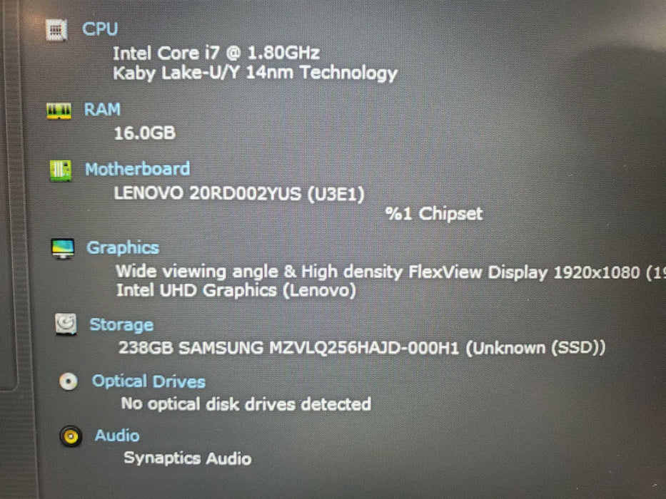 Lenovo ThinkPad E15 i7-10510U 16GB RAM 256GB NVME   Lap200