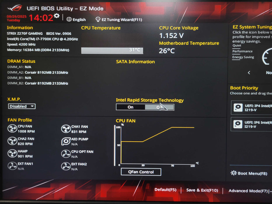 Custom/Asus PC, Core I7-7700K 4.20GHz, 16GB DDR4, 750W PSU, No HDD/GPU _