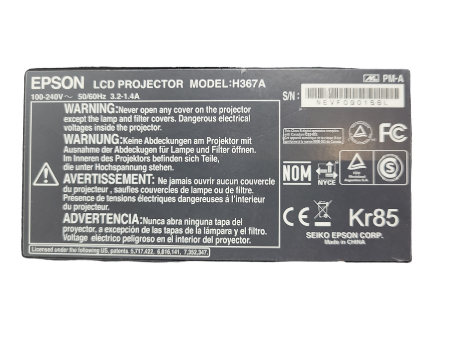 Epson EX7200 Widescreen Multimedia HDMI Portable Projector H367A &