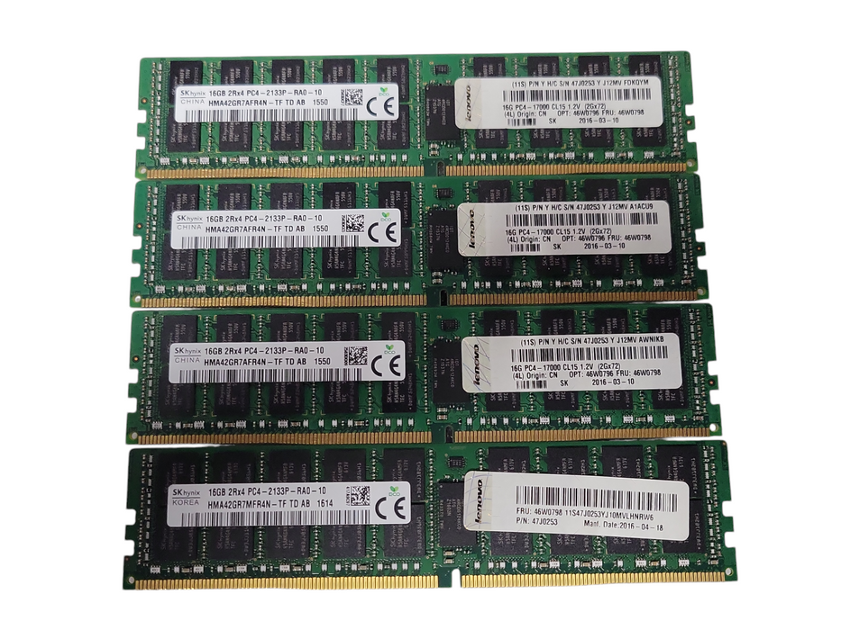 Lot of 4x SKhynix 16GB 2Rx4 PC4-2133P-RA0 DDR4 Server RAMs _