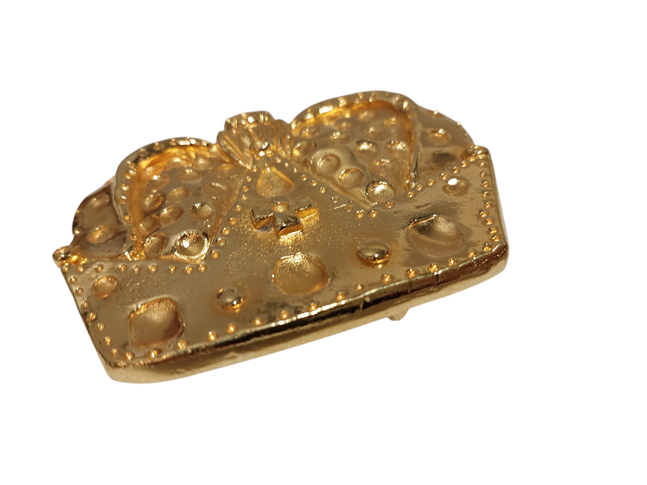 Vintage Rare Todd Oldham Unjeweled Crown Gold Belt Buckle  =