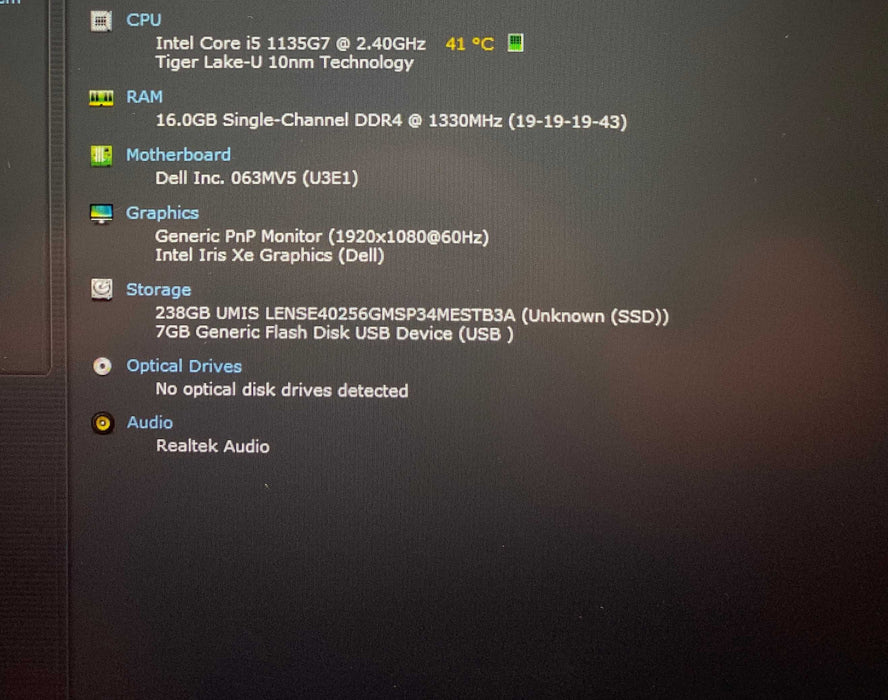 Dell Latitude 5520 15" Core i5-1135G7@2.40GHz 16GB RAM 256GB SSD  Lap200