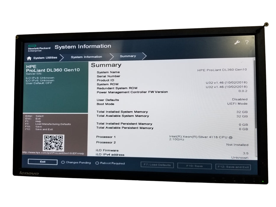 HPE ProLiant DL360 Gen10 1x Xeon Silver 4116, 32GB DDR4, P408i-a SR Gen10 *READ*