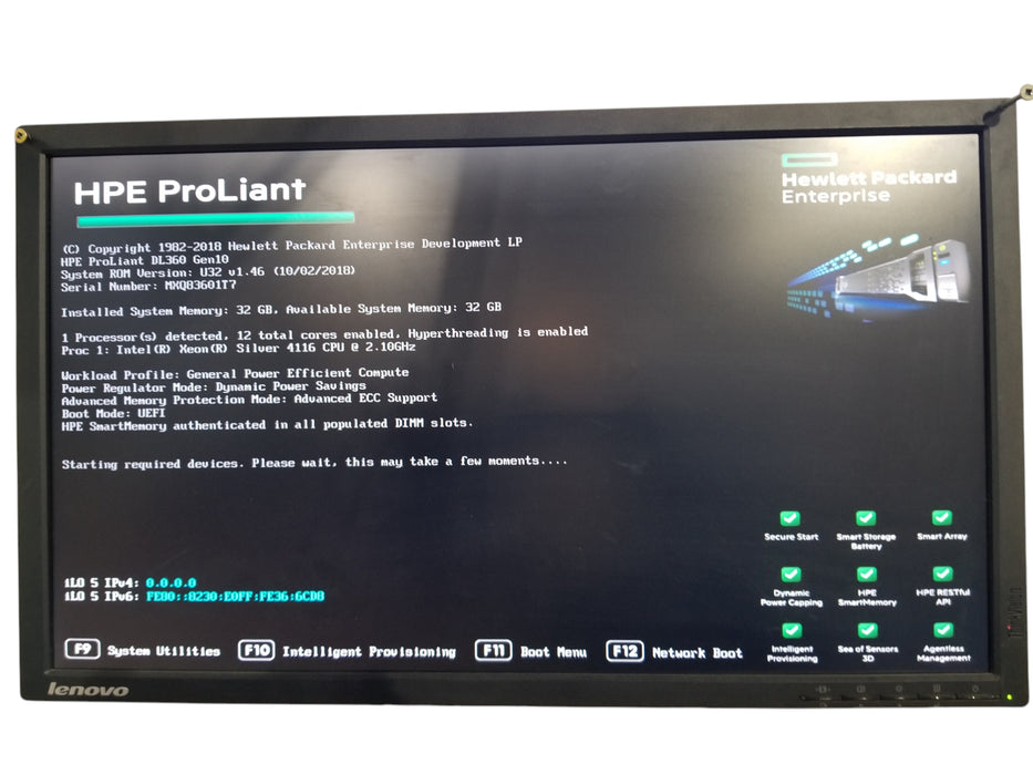 HPE ProLiant DL360 Gen10 1x Xeon Silver 4116, 32GB DDR4, P408i-a SR Gen10 *READ*