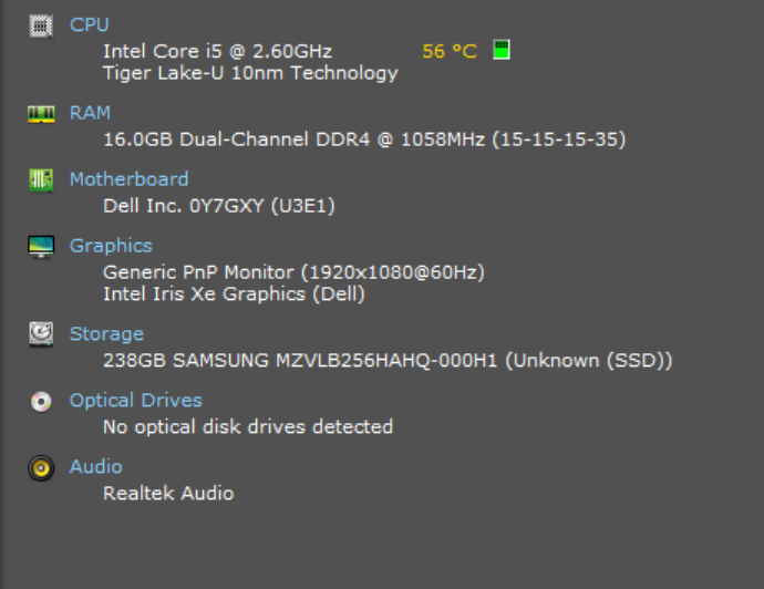 Dell Latitude 5320 Touch, i5-1145G7 2.60GHz, 16GB DDR4, 256GB NVMe, No AC  Lap200