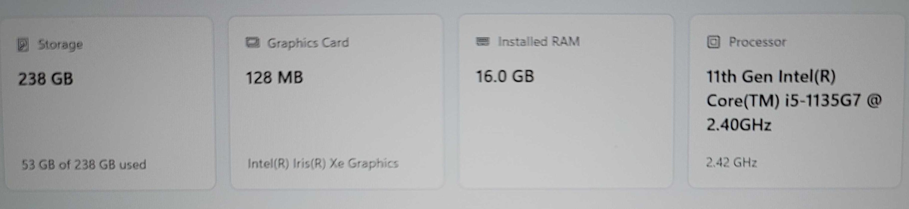 LG Gram 16" i5-1135G7 16GB RAM 256GB NVMe  β Lap200