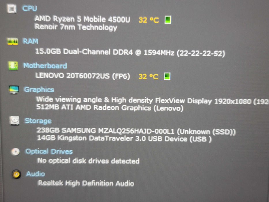 Lenovo ThinkPad E14 Gen 2 Ryzen 5 4500u 16GB RAM 256GB NVMe READ β Lap200