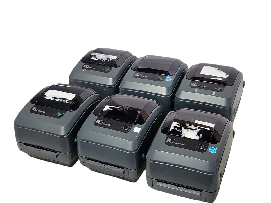 Lot of 6x Zebra GX420T Series Thermal label printers, Read _