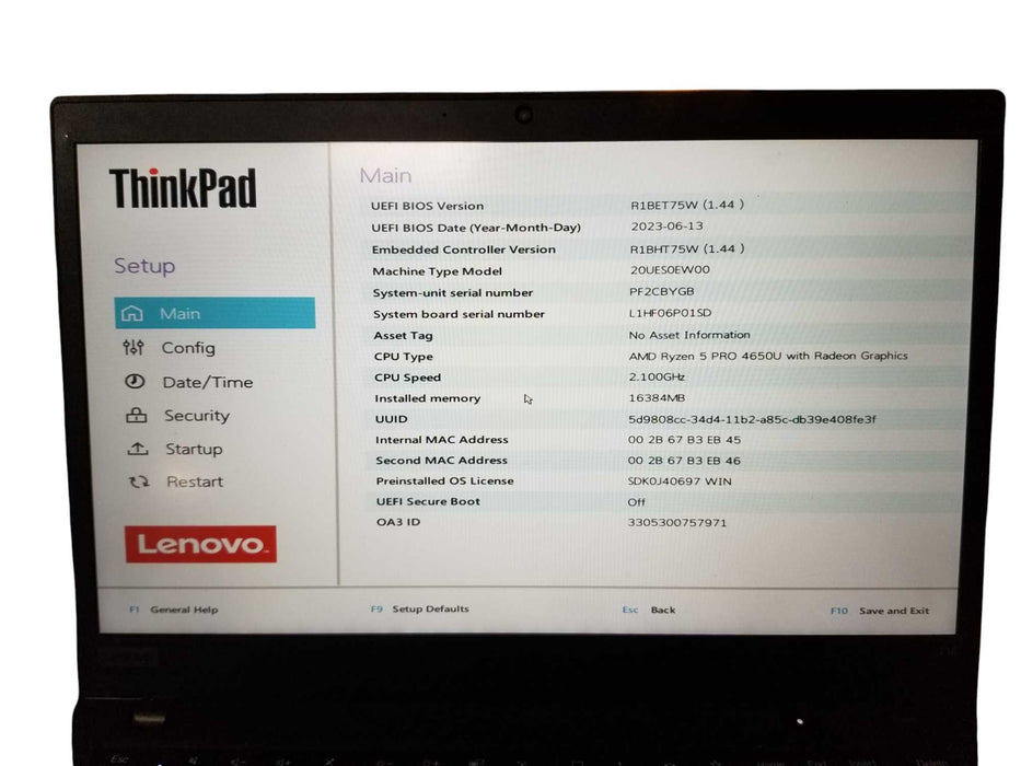Lenovo ThinkPad T14 Gen 1 AMD Ryzen 5 PRO 4650U@2.10GHz 16GB RAM 256GB NVMe  Lap200