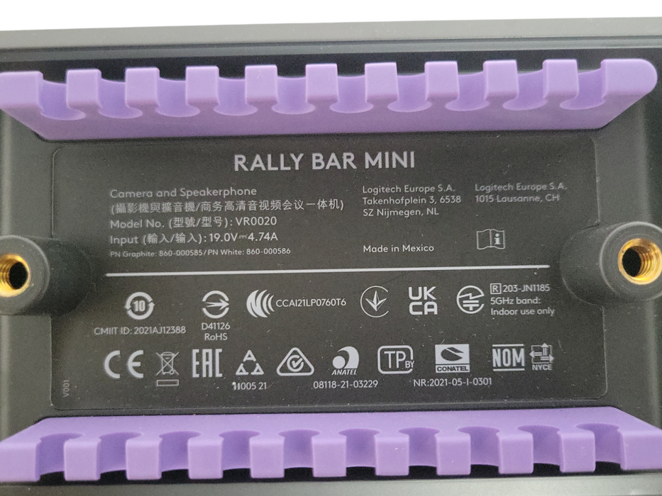 Logitech Rally Bar Mini Camera and Speaker Video Conference, W/AC, VR0020 _