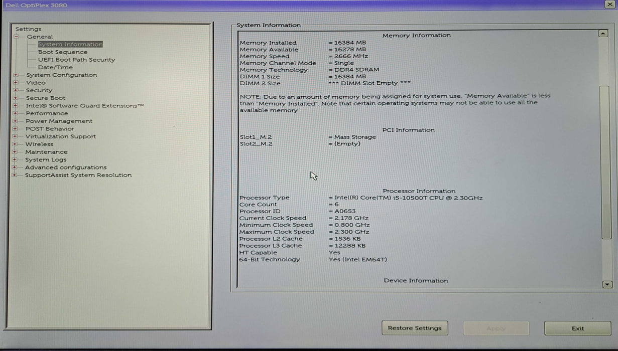Dell OptiPlex 3080 Micro | i5-10500T @2.30GHz, 16GB DDR4, 512GB NVMe )