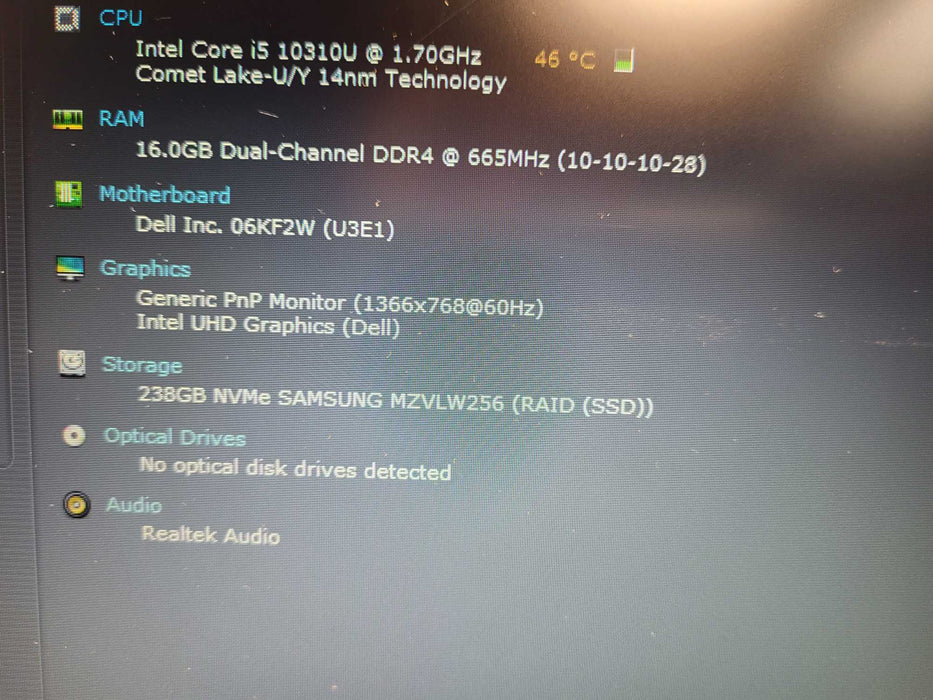 DELL Latitude 5410 i5-10310U @ 1.70GHz 16GB DDR4 256GB NVMe $ Lap200