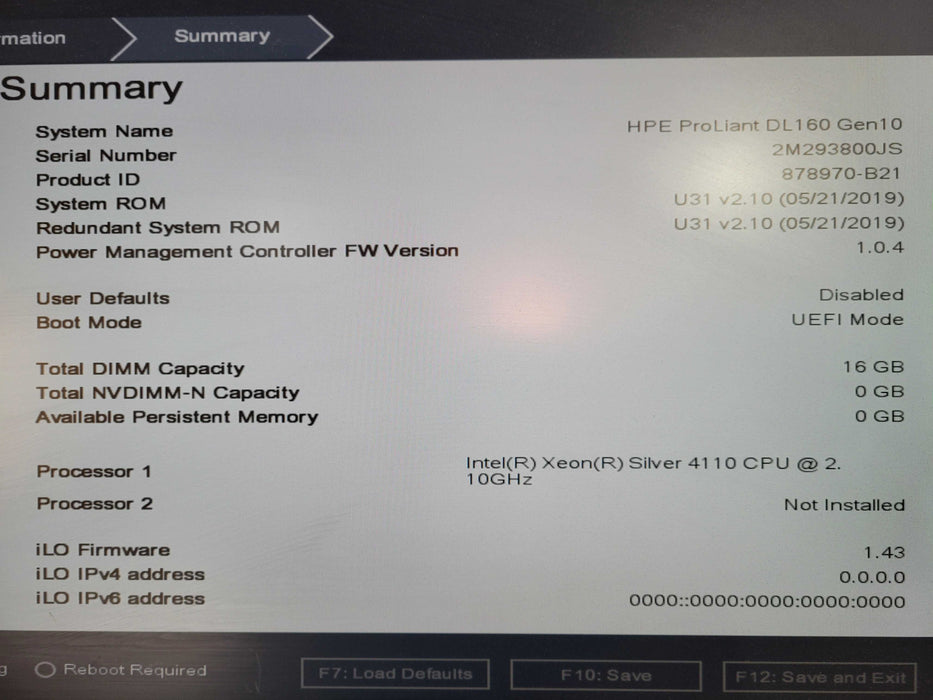 HP DL160 Gen10 1U 8x 2.5" Xeon Silver 4110 @ 2.1GHz, 16GB DDR4, S100i SR Gen 10  !