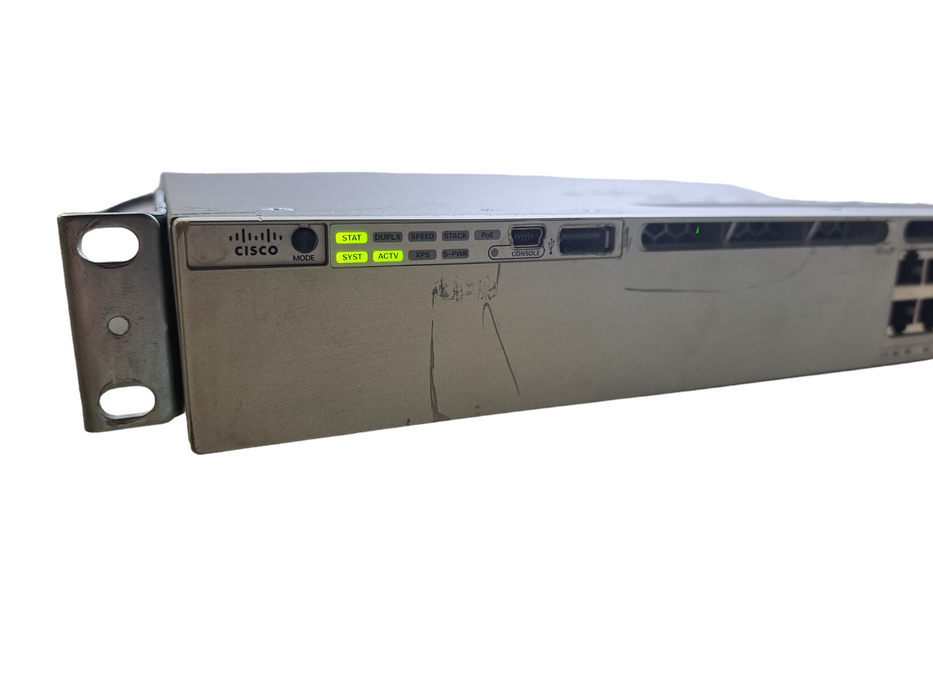 Cisco WS-C3850-24P-S V08 | 24-Port Gigabit PoE+ Switch | 1x 715W PSU