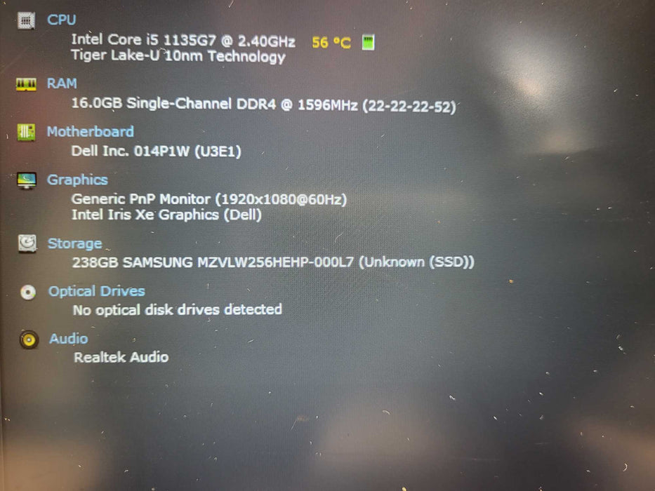 Dell Latitude 5420 Core i5-1135G7@2.40GHz 16GB RAM 256GB NVMe $ Lap200