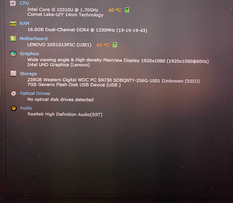 Lenovo ThinkPad T14 Gen 1 TOUCH Core i5-10310U vPRO 16GB RAM 256GB SSD READ Q Lap200