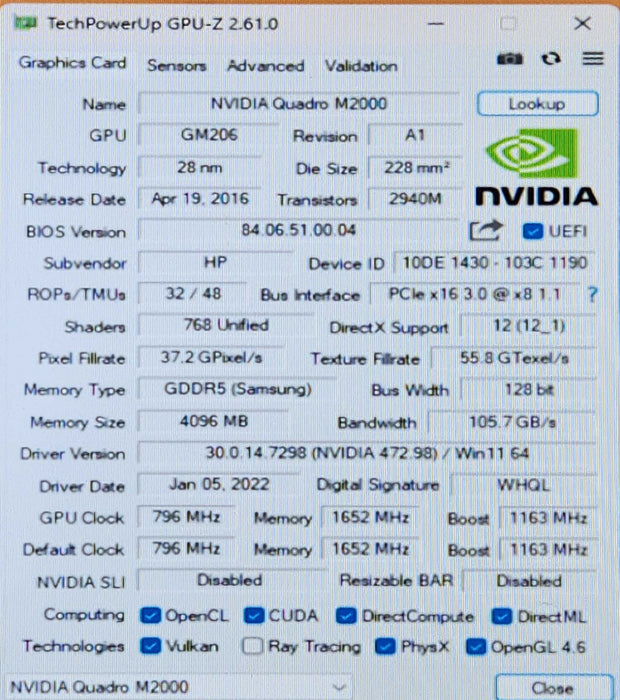 Nvidia Quadro M2000 4GB GDDR5 4x Display Ports Graphics Card