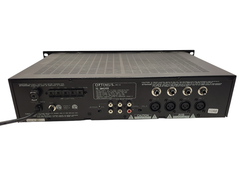 Radio Shack Optimus 100 Watt MPA-125 Public Address Amplifier Rackmount READ $