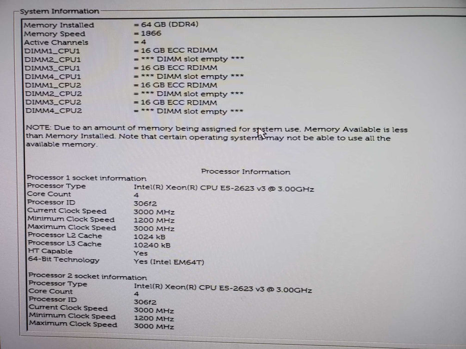 Dell Precision Tower 7810 2x Intel Xeon E5-2623 64GB RAM NO HDD
