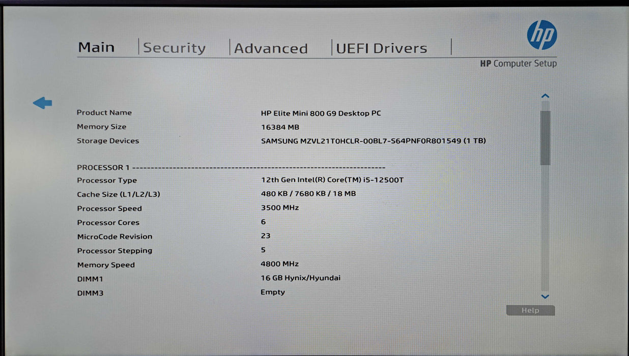 HP Elite Mini 800 G9 Desktop | Intel i5-12500T, 16GB DDR5, 1TB NVMe +90W AC )