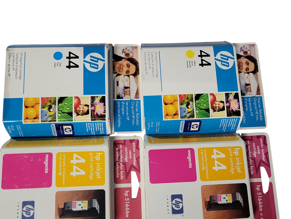 Lot of 6x New HP inkjet print cartridge 44 (4x Magenta, 1x Cyan, 1x Yellow) _