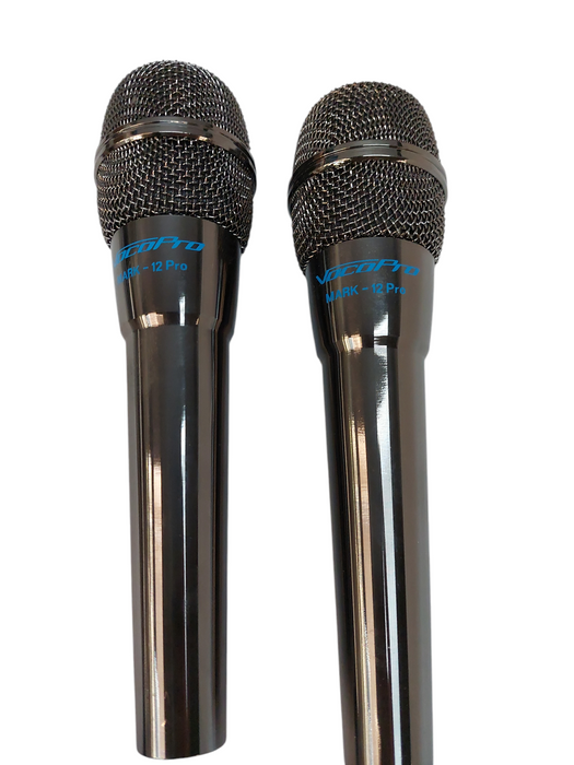 Pair of 2 Chrome Voco Pro Mark-12 Pro Dynamic Microphones  =