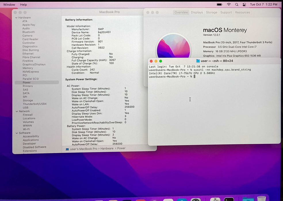 Apple MacBook Pro 13" 2017 i7-7567U 16GB 512SSD No Power Adapter READ