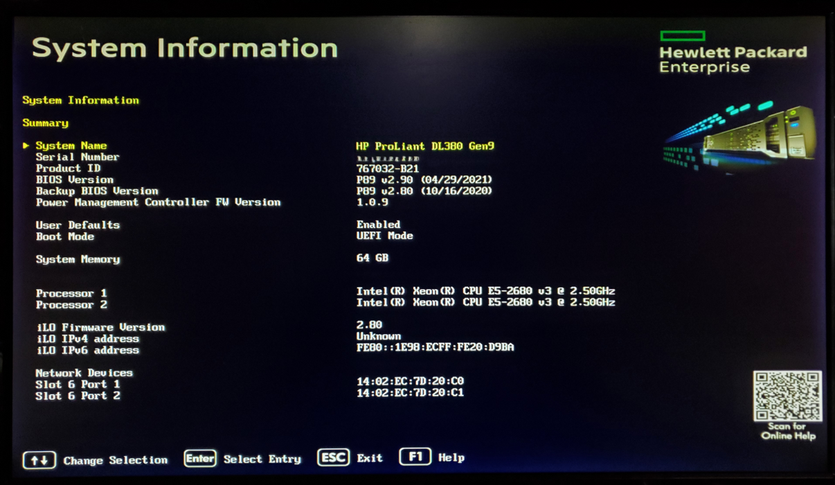 HP ProLiant DL380 Gen9 2x Xeon E5-2680 v3 64GB DDR4 B140i - No HDD