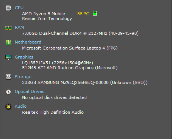 Surface Laptop 4 1958, AMD Ryzen 5 8GB DDR4, 256GB Storage, AC Adapter  Lap200