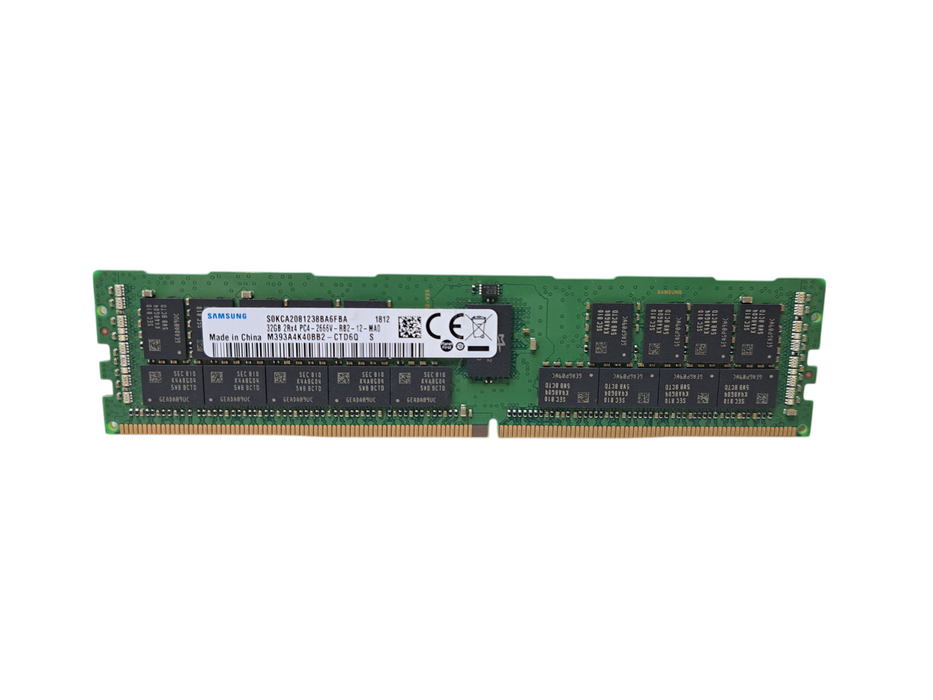Samsung 32GB 2Rx4 PC4-2666V-RB2-12 DDR4 Server Memory | M393A4K40BB2-CTD6Q Q)