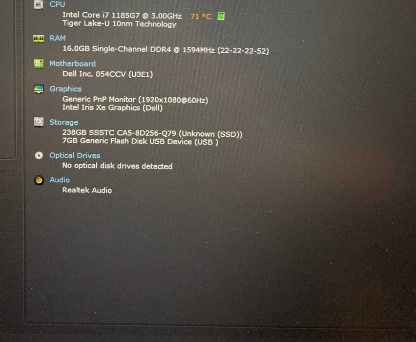 Dell Latitude 5420 Core i7-1185G7@3.00GHz vPRO 16GB RAM 256GB SSD  Lap200