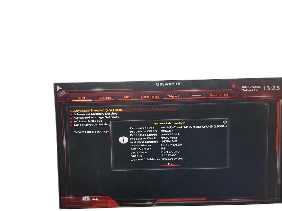 Custom PC B365M DS3H i5 - 9400 @ 2.90GHz 16GB DDR4 Ram Qθ