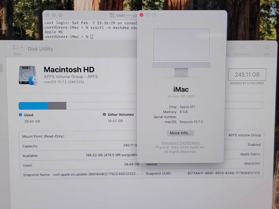 Apple iMac 2021 24" M1 @ 3.2GHz 8GB RAM 250GB SSD (