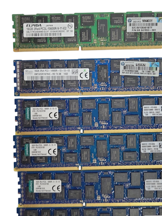 Lot of 106x Assorted Brand/Speed 16GB DDR3 Server RAMs, See detail _