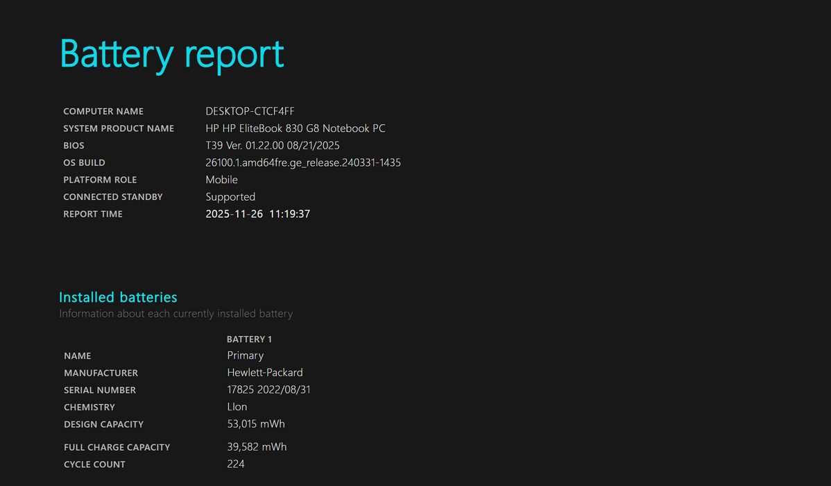 HP EliteBook 830 G8, i5-1145G7 2.6GHz, 16GB DDR4, 256GB NVMe, No AC Adapter  Lap200