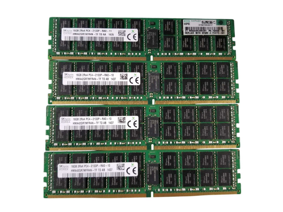 SK Hynix 64GB Bundle (4x16GB) 2Rx4 PC4-2133P-RA0-10/11 DDR4 Server RAM