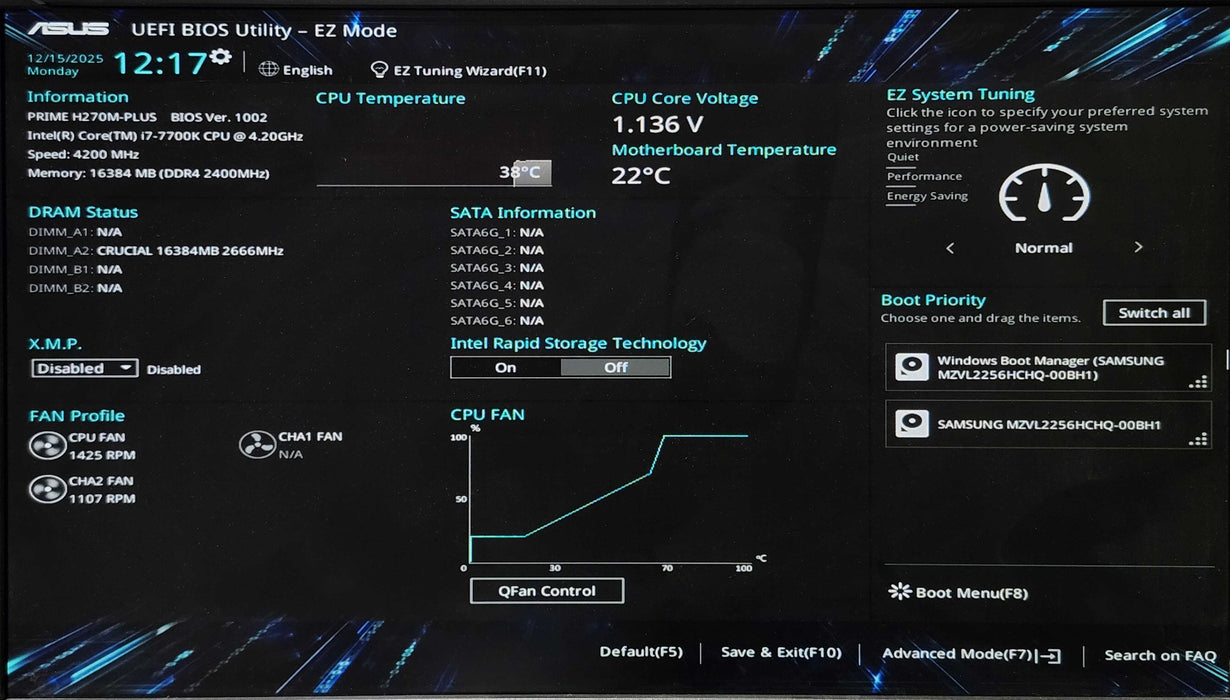 Custom PC,PRIME H270M-PLUS, i7-7700K 4.20GHz, 16GB RAM, 256GB NVMe, GTX1660
