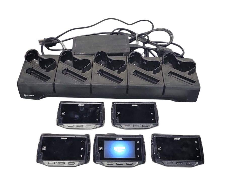 Lot of 5x Zebra WT6000 WT60A0-TS0LEUS Wearable Mobile scanners w/ Cradle SEE _