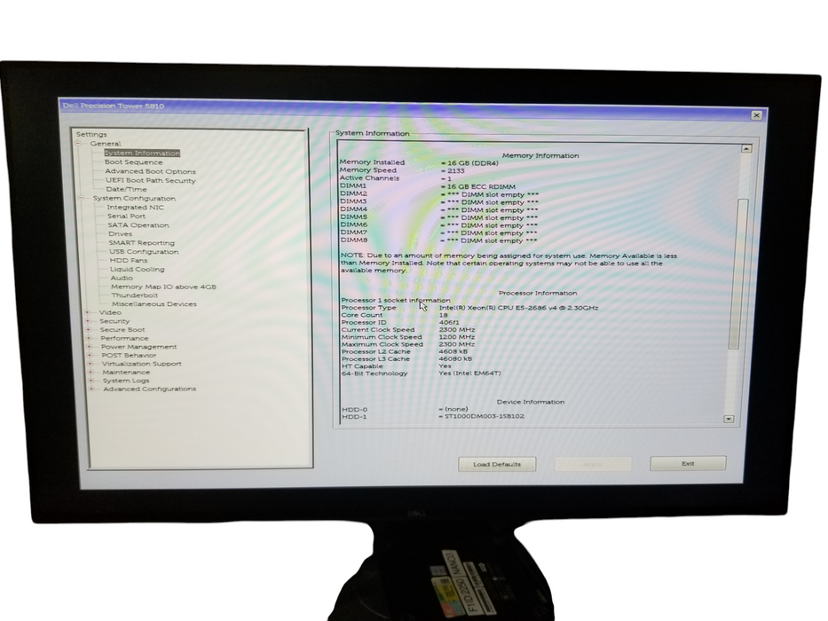 Dell Precision Tower 5810 Xeon E5-2684 v4 2.30Hz 16GB DDR4 1TB HDD NO OS