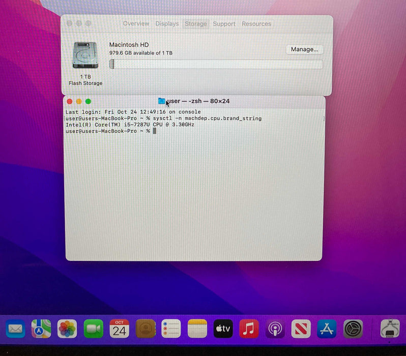 Apple MacBook Pro 13" 2017 i7-7287U 16GB 1TB Battery "Service Recommended"