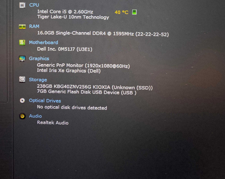 Dell Latitude 5420 Core i5-1145G7@2.60GHz 16GB RAM 256GB SSD READ  Lap200