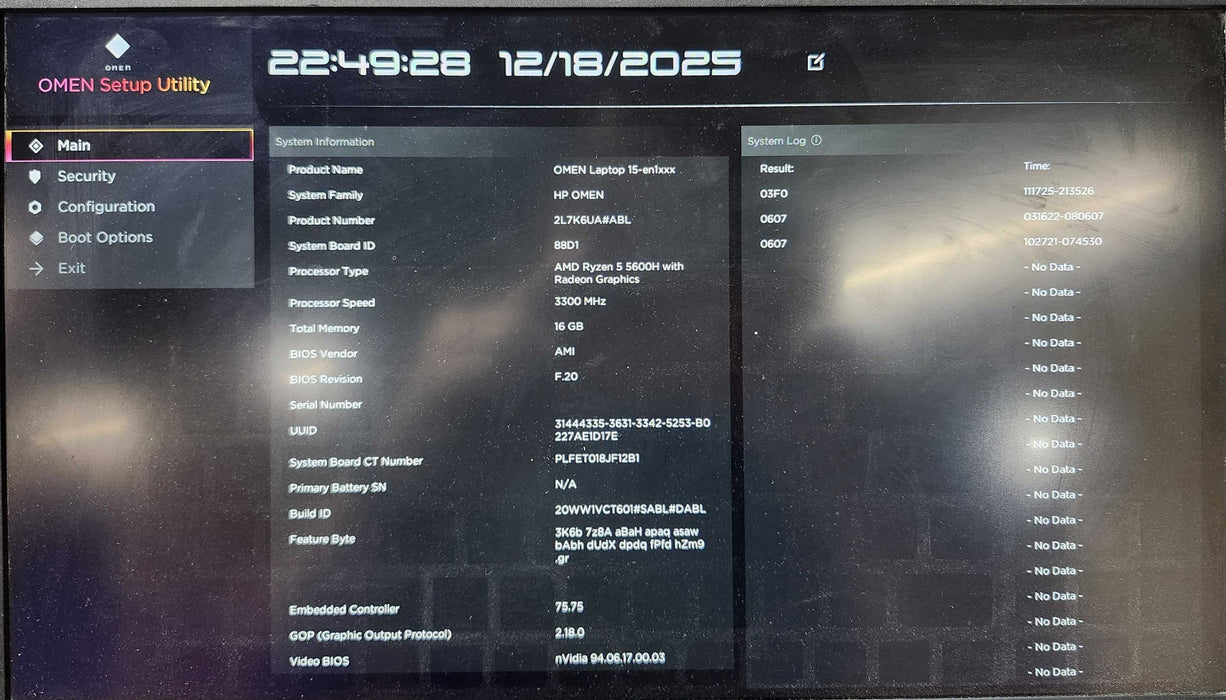 HP Omen 15-en1008ca 15.6", Ryzen 5 5600H, 16GB DDR4, 512 GB NVMe, RTX 3060  Lap200