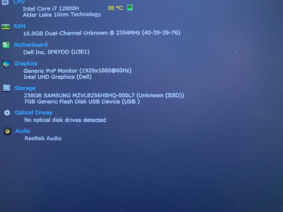 Dell Latitude 5531 Core i7-12800H@1.80GHz vPRO 16GB RAM 256GB SSD READ!  Lap200