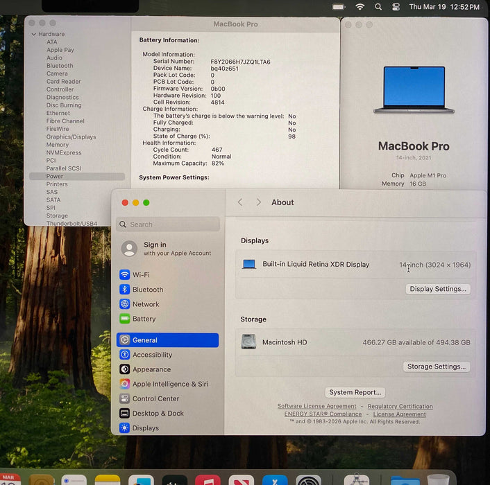 Apple MacBook Pro 14" 2021 M1 Pro 16GB RAM 512GB SSD No Power Adapter READ
