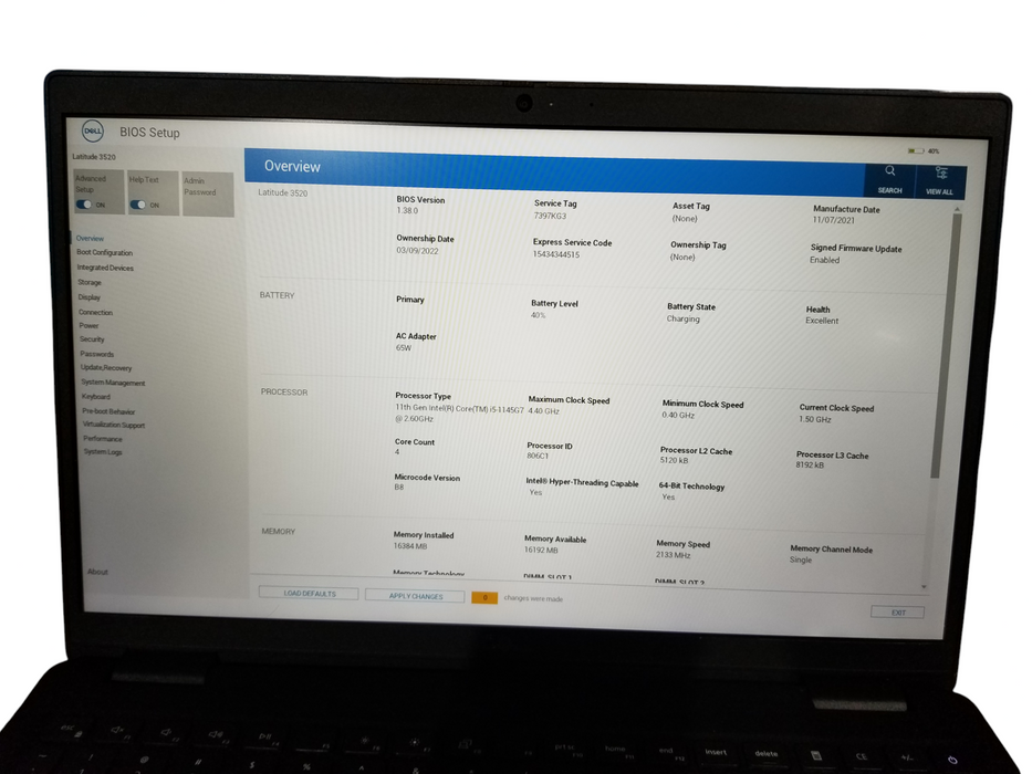 Dell Latitude 3520 | Intel Core i5-1145G7 @2.60GHz, 16GB DDR4, 256GB NVMe   Lap200