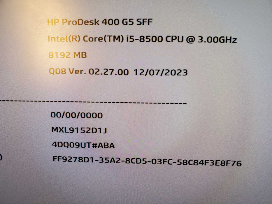 HP EliteDesk 400 G4 SFF I5-8500@3GHz 8GB RAM 200GB SSD NO OS