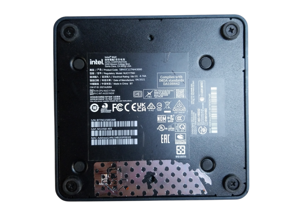 Intel NUC 11 NUC11TNHi3000, Core i3-1115G4 CPU 8GB DDR4 RAM  256GB NVMe