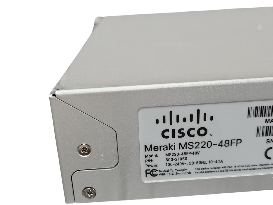 Cisco Meraki MS220-48FP-HW 48-Port Cloud Managed PoE Gigabit Switch Unclaimed Q