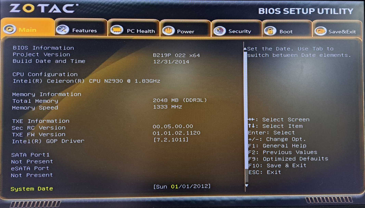 ZOTAC ZBOX-CI320NANO PC | Celeron N2930 @1.80GHz, 2GB Ram, No HDD